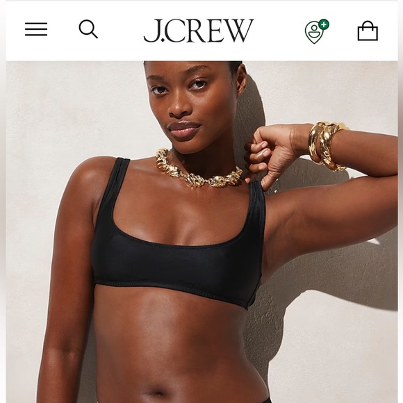 J. Crew Swim Heritage Scoopneck Bikini Top Size Small Blue $75 Retail NWT - Picture 2 of 8